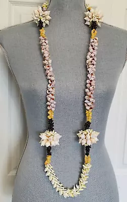 Vtg? Hawaiian? Lei 24” Necklace Mixed Shells AMAZING Unusual Huge Statement WOW! • $49.99