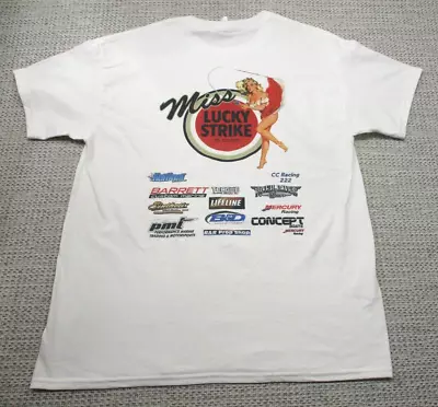 Miss Lucky Strike Shirt Adult Large Team Suzuki Back Print Racing White RARE • $34.49