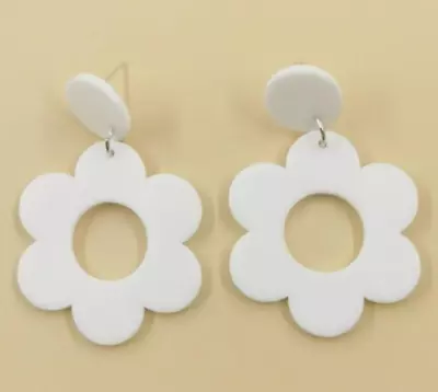 New 60's Flower Plastic Statement Dangle Earrings Many Colours Uk Seller • £7.99