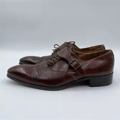 Mario Alborino Men’s 41 Brown Leather Monk Strap Loafers • $48.99