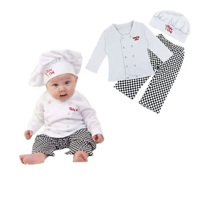 Baby Boy Cook Chef Outfit Shirt Pants Hat Party Fancy Costume Halloween Carnival • £11.65