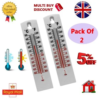 2 WALL THERMOMETER Indoor Outdoor Home Room Garden Office Greenhouse Temperature • £2.99