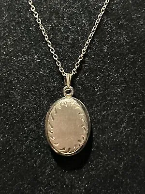 Vintage 12k GF Locket Picture Pendant Brushed Finish W/ Design Etched Necklace • $20