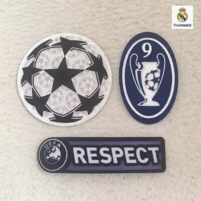 UEFA Champions League Star Ball + BOH 9 + RESPECT Purple Set Patch Badge IRON ON • £11