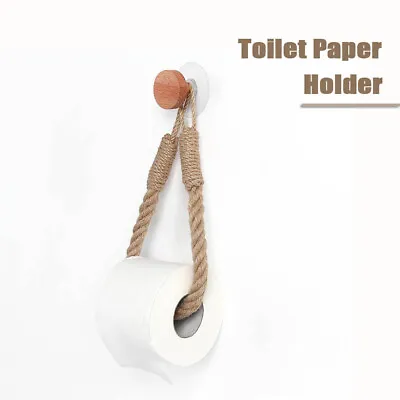 $19.50 • Buy Wood Storage Rack Toilet Paper Holder Bathroom Supplies Towel Hanging Rope