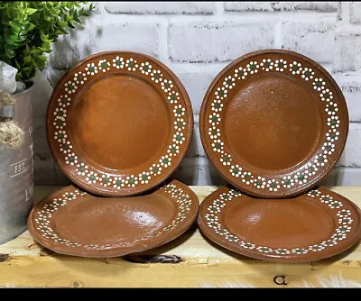 Plate Artesanal Mexican Redware Clay Side Or Salad Plates Set Of 4 • $25
