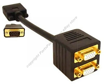 2way/Port SVGA/VGA Splitter/Y/T/Duplicator Monitor/TV Cable/Cord1Male 2Female{K • $8.99