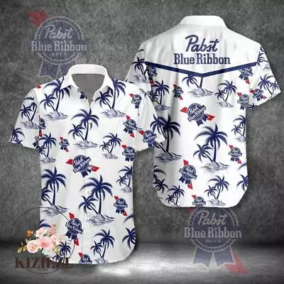 Pabst Blue Hawaiian Shirt Button Up Shirt Blue Ribbon Button Up Summer Shirt • $29.90