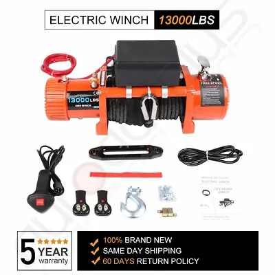 13000lbs Electric Winch 12V Waterproof Truck Trailer Synthetic Rope 4WD W/ Cover • $279.99