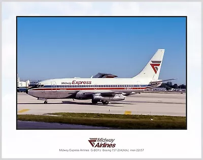 Midway Express Airlines Boeing 737-204 11  X 14  Color Photograph J077LGBS11X14 • $29.99