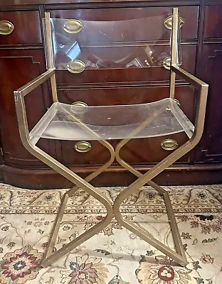Vintage Mcm Lucite & Chrome Brass  Directors Chair • $274.77