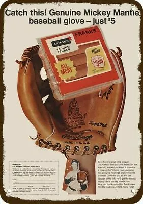 1967 ARMOUR Mickey Mantle Baseball Glove ***DECORATIVE REPLICA METAL SIGN*** • $24.99