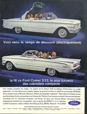 Voice Venu Le Temps De Decouvrir Ford Comet S 22 Convertible Ad 1963 • $9.99