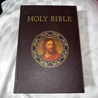 $30 • Buy Vintage 1953 Holy BIBLE Catholic Action Edition Illustrated Hardcover Gold Gilt