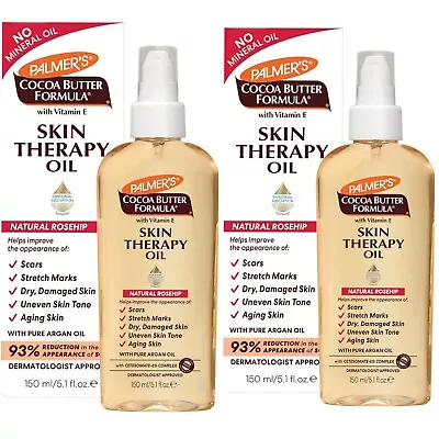 2x Palmers Cocoa Butter Skin Therapy Oil Rosehip With Vitamin E 150ml/5 Oz • £23.99