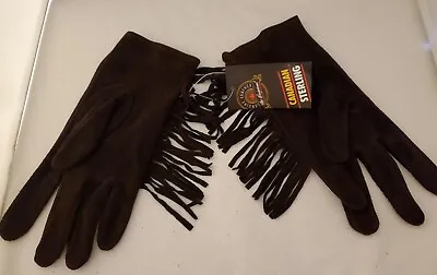 Vintage Canadian Sterling Gloves Brown Leather Tassel Woman Gloves Sz Large NWT • $24.99
