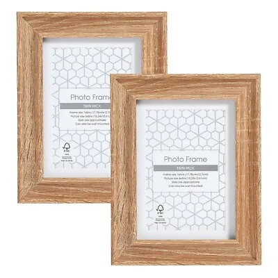 Twin Pack Of Oak Effect Photo Frames Picture Frame 6x4 7x5 Mount Free P+P • £9.99