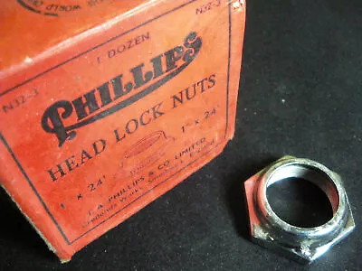 Vintage Bicycle Phillips Head Fittings 1  X 24t Head Locknut Chrome NOS • $15.83