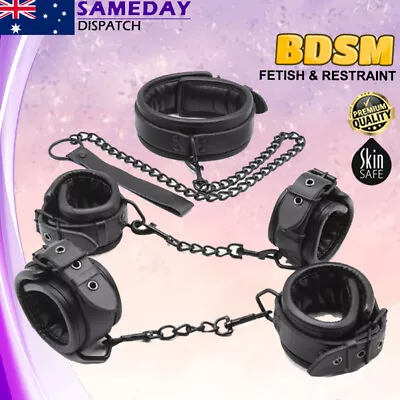 BDSM Restraint Bondage Kit Collar Ankle Cuffs Handcuffs Couples Fetish Sex Toy • $24.99