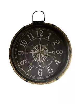 Large 18”/ 46cm Nautical Compass Wall Clock Home Decor • £8.99