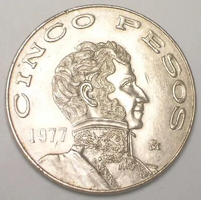 1977 Mexico Mexican 5 Pesos Guerrero Coin XF • $3.19
