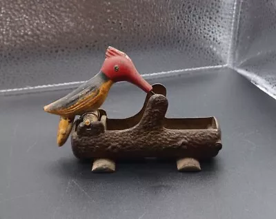 Vintage Cast Iron Moving Woodpecker Bird Pick Up Toothpick Holder • $45.49