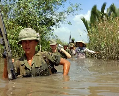 U.S. Soldiers Cross A Deep Irrigation Canal 8x10 Vietnam War Photo 460 • $7.43