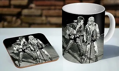 David Bowie And Mick Ronson Live 11oz Tea / Coffee Mug Coaster Gift Set • £8.85