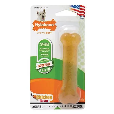 Nylabone FlexiChew Dental Bone Regular Size  Chicken Flavored Toy For Dogs • $9.46