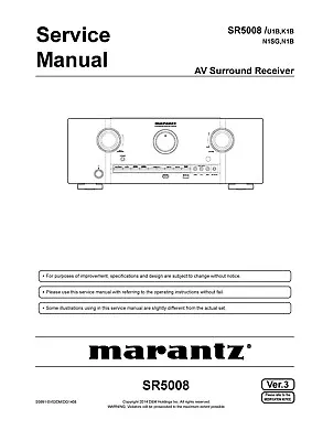 Service Manual Instructions For Marantz SR-5008 • $21.70