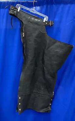 Rod's Women Black Back Lace Up Leather Motorcycle Riding Chaps • $12.99