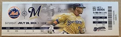 Milwaukee Brewers 7/26/14 MLB Ticket Stub Vs New York Mets- Jean Segura • $6.95
