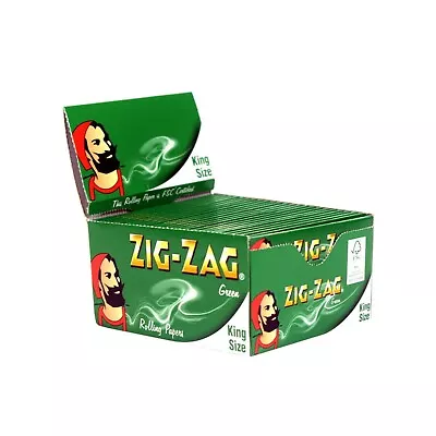 50 X Genuine Zig Zag Green King Size Smoking Rolling Paper Full Box Loose • £15.99