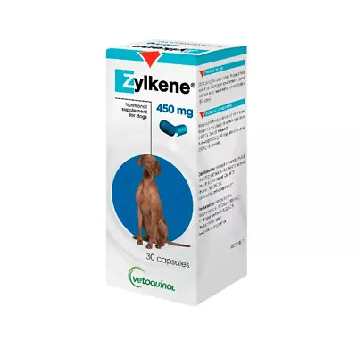 Zylkene Relax & Calm Supplement For Dogs 450mg Up To 60kg 30 Caps • $85.88
