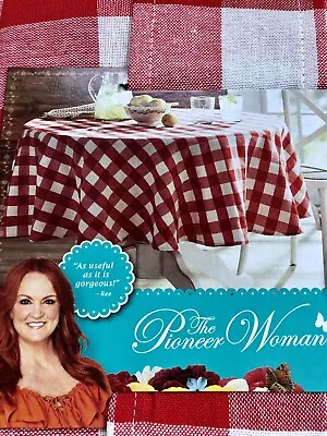 $33.99 • Buy Pioneer Woman Charming Check Tablecloth 70 Inches Round Red White Picnic Country