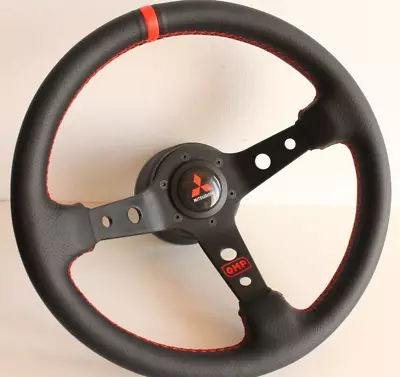 Steering Wheel Fits For Mitsubishi Deep Leather Red 3000GT Lancer Galant Eclipse • $183.05