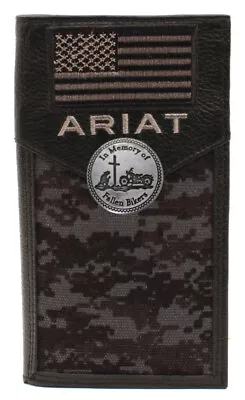 Customized American Flag Ariat Black Digital Camo Long Wallet  • $58.99