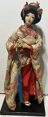 Rare Vintage Large Japanese Geisha Doll 27'' With A Wood Base • $19.99