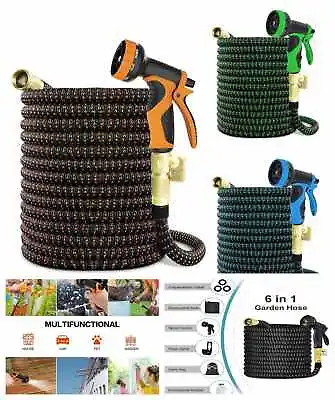 25-150FT Expandable Flexible Garden Hose Magic Water Pipe Spray Gun Nozzle Set • $25.41