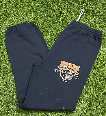 Vintage 1992 Chicago Bears NFL Sweatpants Joggers Men's L Made In USA Navy Blue • $22.49
