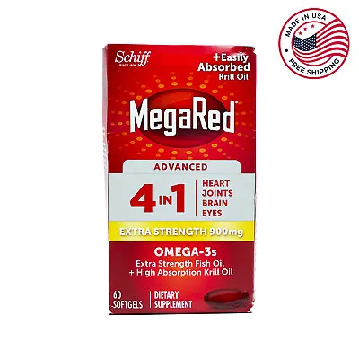 $32 • Buy Megared 4in1 Concentrated OMEGA-3 Fish And Krill Oil 900mg, 60 Softgels