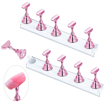 2 Sets Pink Nail Stand For Press On Nails Display Magnetic Fake Nails Holder Fo • $9.36