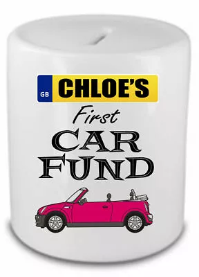 Personalised First Car Fund Savings Bank Money Box Gift Any Name Any Car Present • £12.99