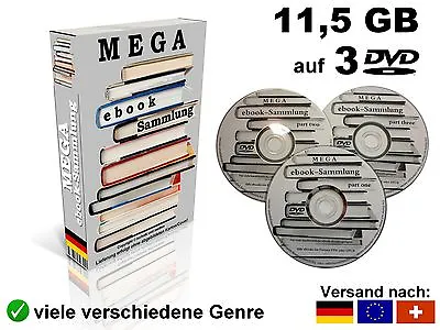 115 GB  ✔ Ebooks MEGASAMMLUNG Auf 3 DVD's Ebook NEU Sammlung Für PC Reader Etc. • £12.22