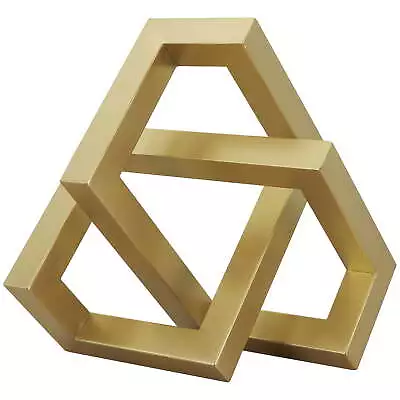 12  X 7  Gold Metal Abstract Shaped Geometric Sculpture • $31.99
