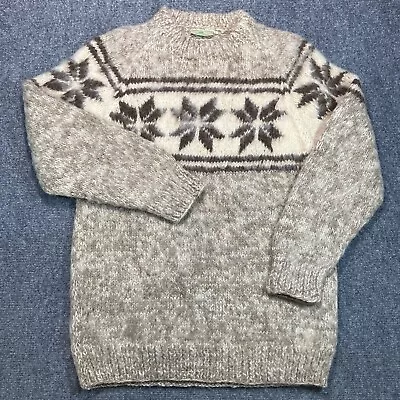 Bristlecone Sweater Mens Small Heather Brown Wool Thick Snowflake Made In Nepal • $44.99
