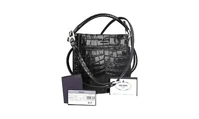 Auth Luxury Prada Margit Shoulder Bag Handbag 1bc082 Black Leather New • $2149.90