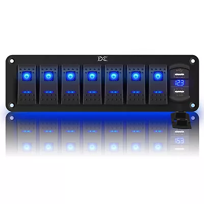 8 Gang Toggle Rocker Switch Panel With USB For Car Boat Marine RV Truck Blue LED • $36.95