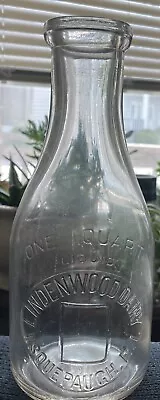 Vintage LINDENWOOD DAIRY Quart Milk Bottle East Usquepaugh Rhode Island • $29.99