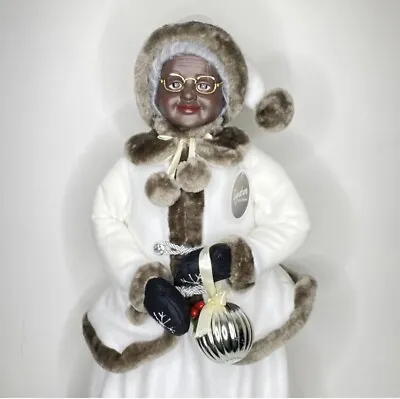 African American Mrs Santa Claus 33   Winter White Christmas Fur Trim Figure • $137.99